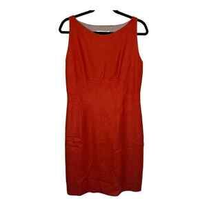 Brian‎ Reyes Women's Orange Wool Shift Dress Size 6 Lined Sleeveless Office